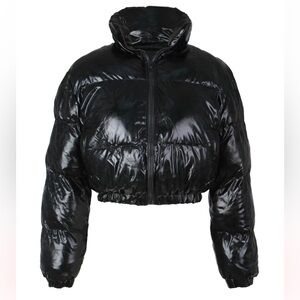 BRAND NEW Black Metallic Cropped Puffer